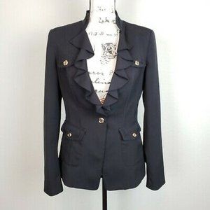 WHBM Ruffle Blazer Jacket Military Style